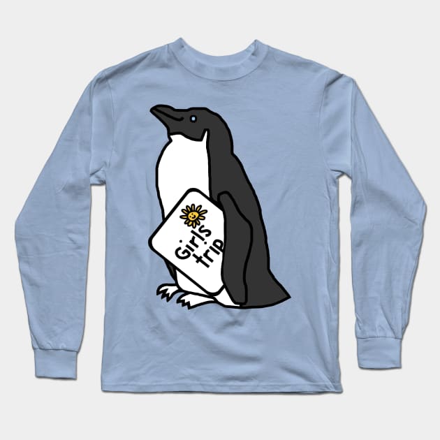 Cute Penguin goes on Girls Trip Long Sleeve T-Shirt by ellenhenryart